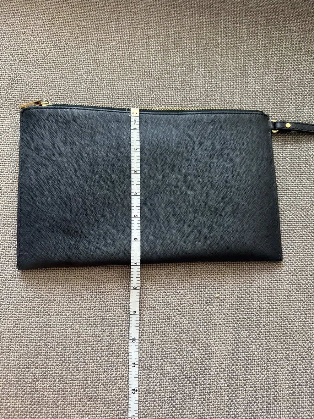 Michael Kors Black Leather Studded Gold Hardware Basic Grunge Goth Wristlet Wal